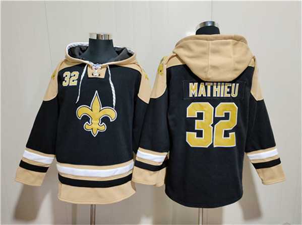 Men's New Orleans Saints #32 Tyrann Mathieu Black Ageless Must-Have Lace-Up Pullover Hoodie,We sell and wholesale Men's New Orleans Saints #32 Tyrann Mathieu Black Ageless Must-Have Lace-Up Pullover Hoodie on line form chian!